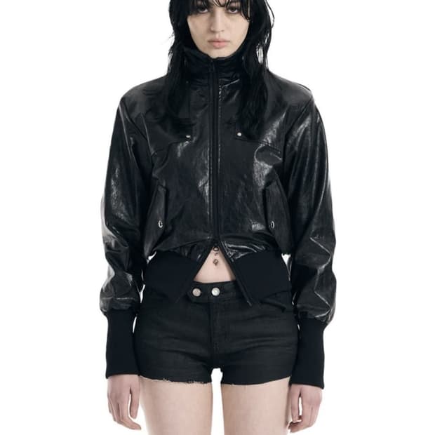 보헤미안서울 보헴서 리벳 포인트 밴딩 점퍼 레더 자켓