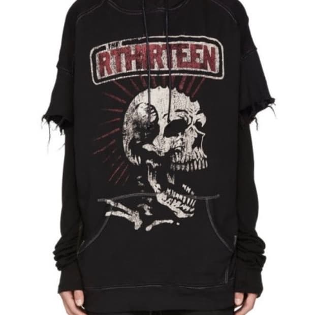 R13 니트 스컬 프린팅 후드