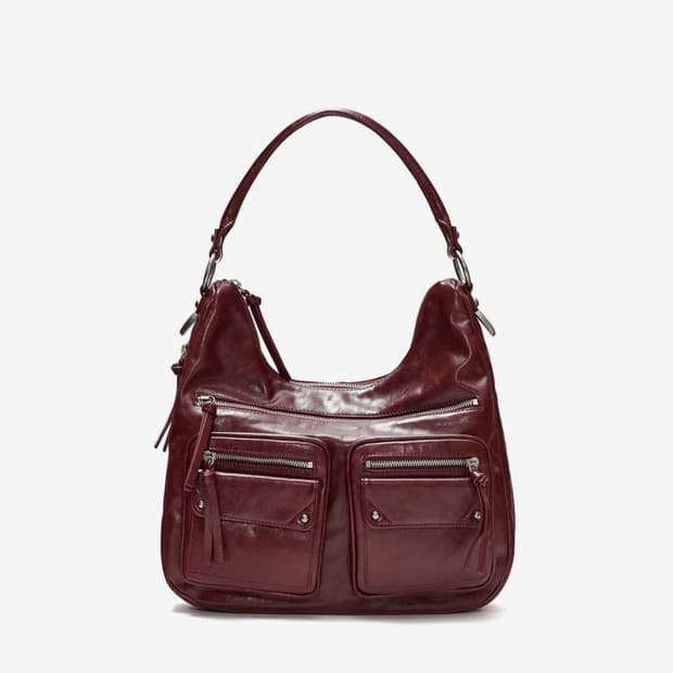 썬번프로젝트 더블 포켓 숄더백 버건디