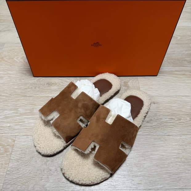 [S+급/42] 에르메스 이즈미르 시어링 샌들 스웨이드 슬리퍼