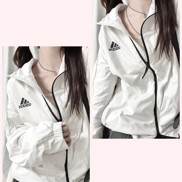 아디다스 화이트 누빔 바람막이