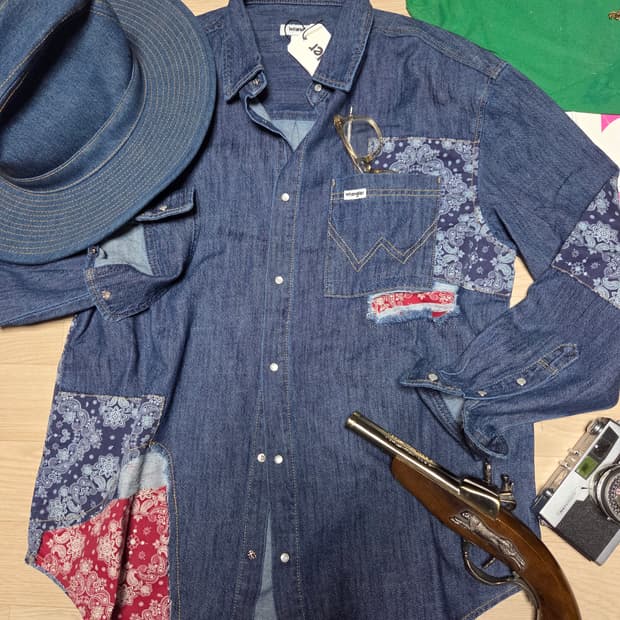 (새상품)WRANGER 데님셔츠 청남방 셔츠 웨스턴 포켓