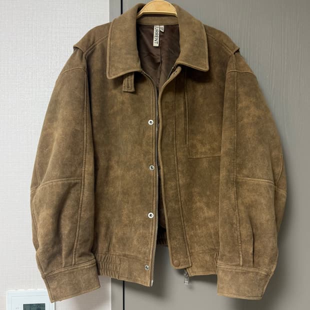 CURRENT 커렌트 빈티지 스웨이드 봄버 자켓 — 카멜