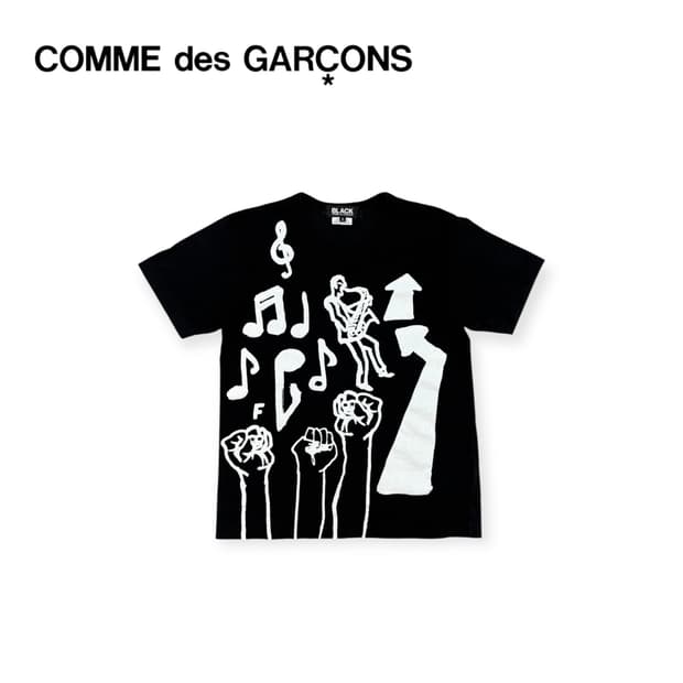 꼼데 블랙 갤슨 필립 파고스키 프린트 티셔츠