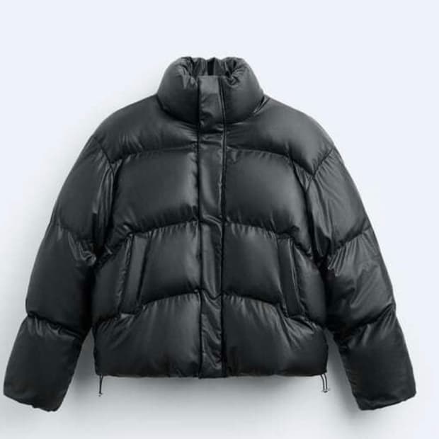 Zara Cropped Puffer Jacket Black
