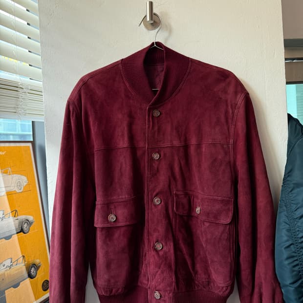 [GOTTARDI] Made in Italy 버건디 스웨이드 레더 블루종