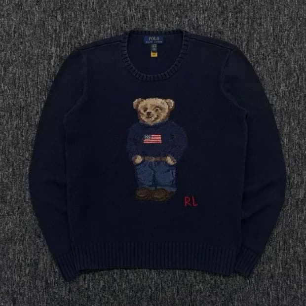 폴로 QR 네이비 베어 니트
