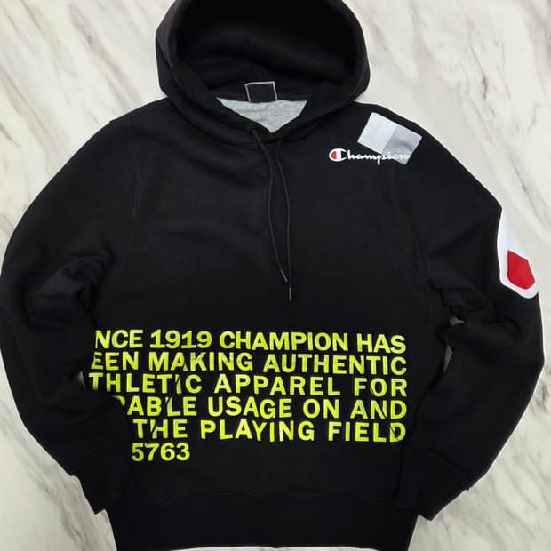 챔피온 레터링 풀오버 후드