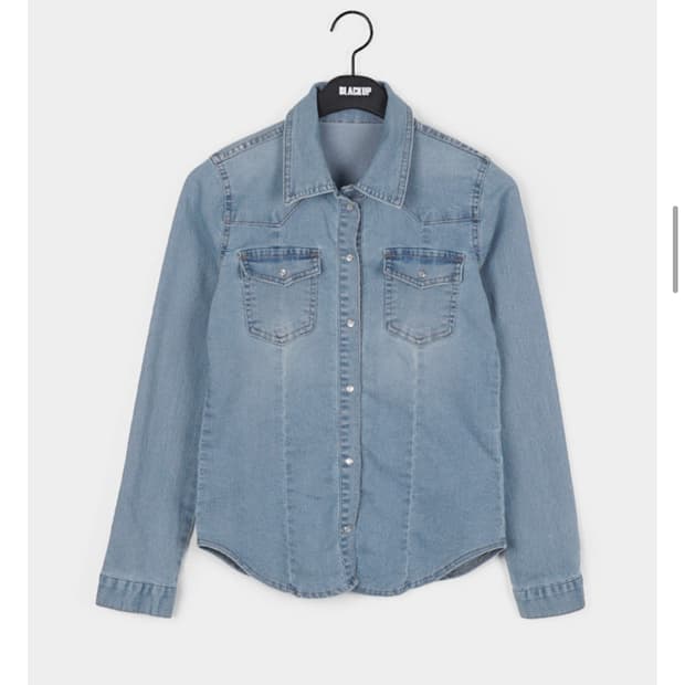 블랙업 데님셔츠 연청 M 청셔츠