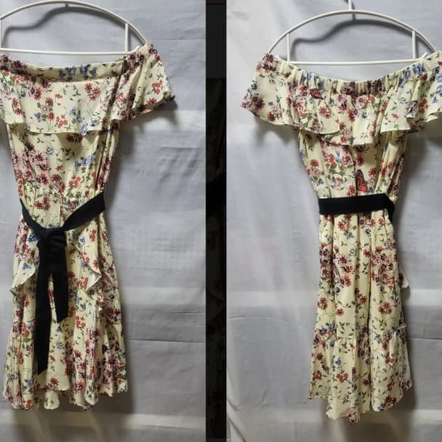 마쥬 연노랑 오프숄더 미니원피스