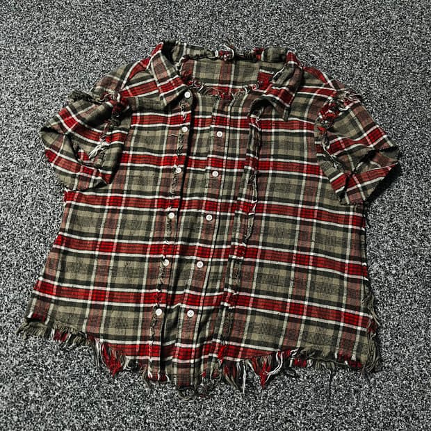 R13 컷아웃 레이어드 플란넬 