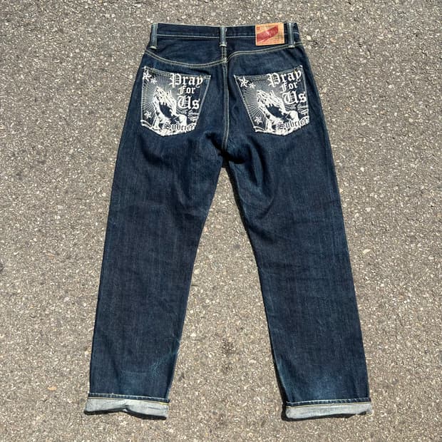 Subciety 자수 셀비지 데님 팬츠