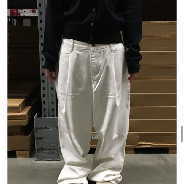 데일리 스티치 핀턱 코튼 팬츠