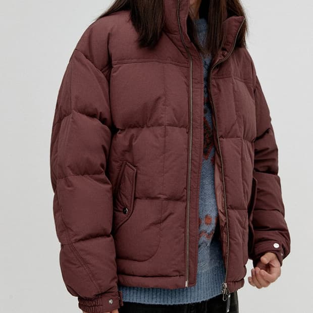 새상품(XL)비바스튜디오 나일론 푸퍼 덕다운 숏패딩 버건디