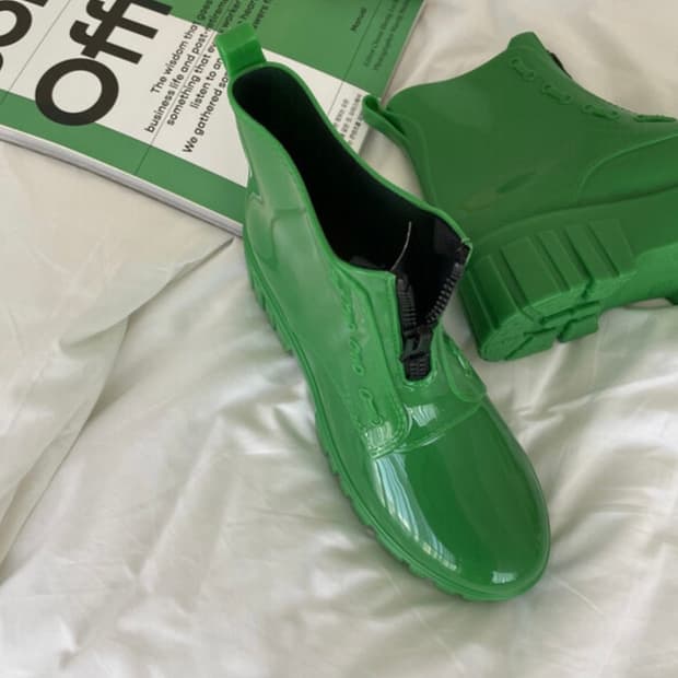 앞지퍼 레인부츠 장화 그린 초록 컬러 230