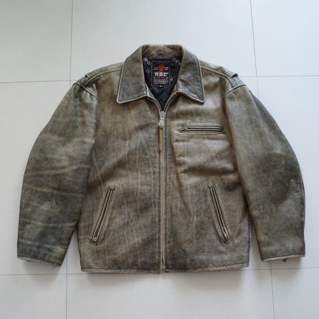 90s RBC 빈티지 가죽 라이더 스포츠 자켓 브라운 XL