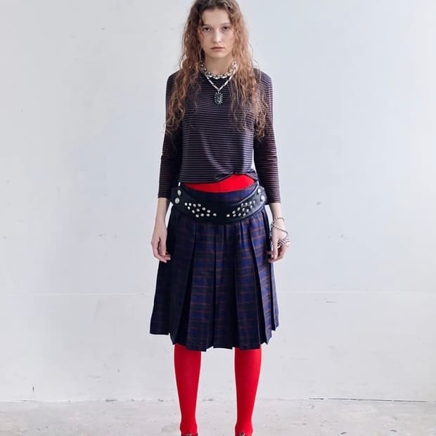 WYBIE PLEATED SKIRT IN CHECK