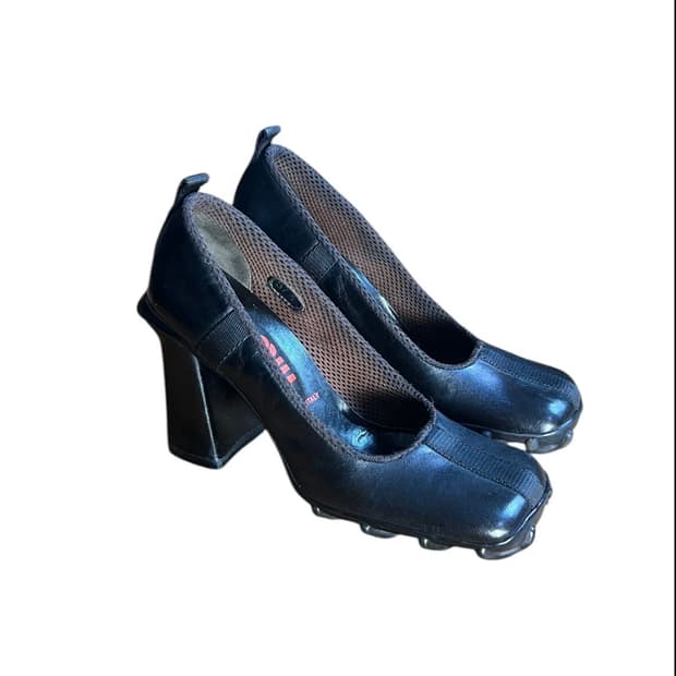 Miu Miu FW 1999 미우미우 버블솔 블랙 레더 힐