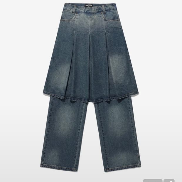 구해요) 나이스고스트클럽 레이어드 스커트 팬츠 데님 블루 S 사이즈