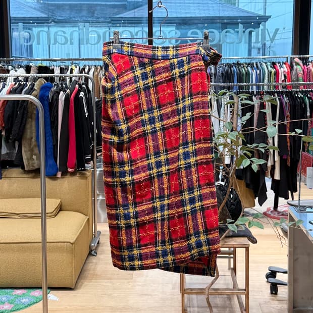 비비안 웨스트우드 레드 타탄체크 미디스커트 