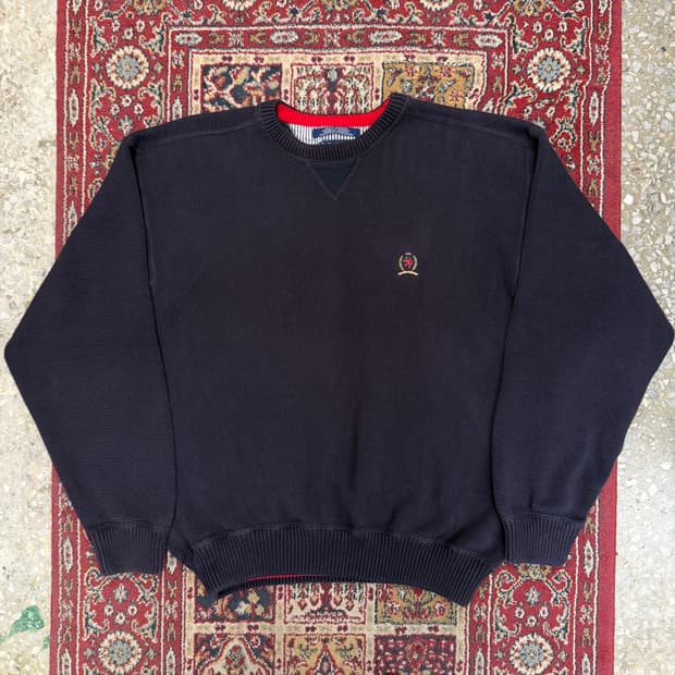 90s 타미힐피거 월계수 헤비 코튼 니트 [ 105 ]