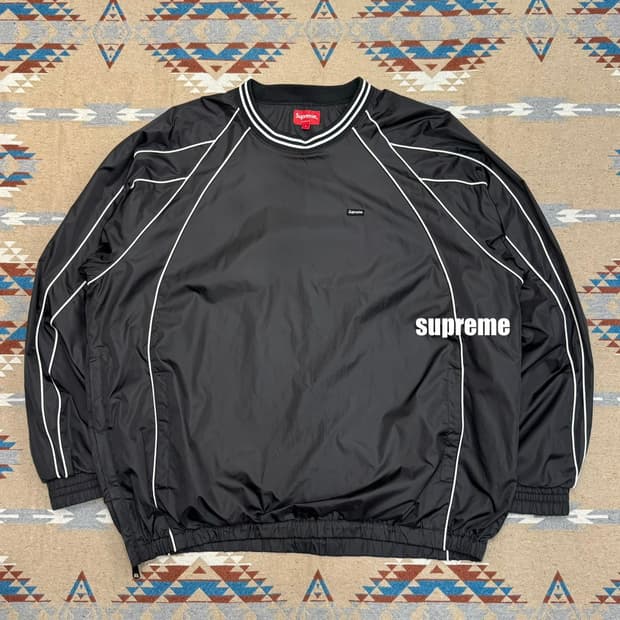 [L] 슈프림 파이핑 웜업 풀오버 블랙