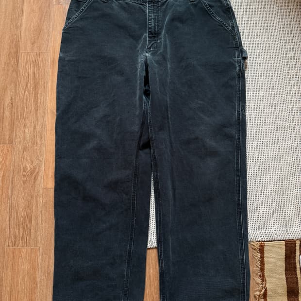 칼하트 싱글니 워싱 블랙 팬츠