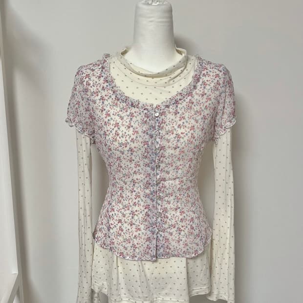 일본빈티지 플라워 모리걸 레이어드 세트