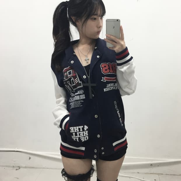 [JPN] y2k 펑크 레터링 스타디움 자켓