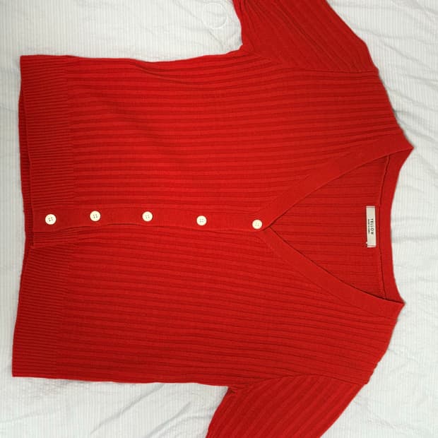 red cardigan
