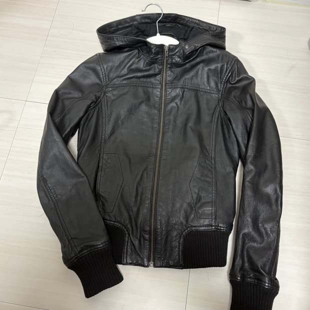 빈티지 레더 후드 가죽자켓