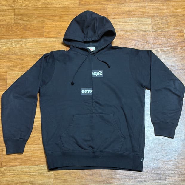 슈프림 x 꼼데가르송 스플릿 로고 후드