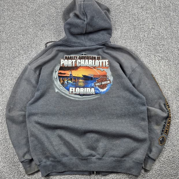 할리 데이비슨 포트 샬롯 프린팅 로고 후드집업 ( M ) / 10129