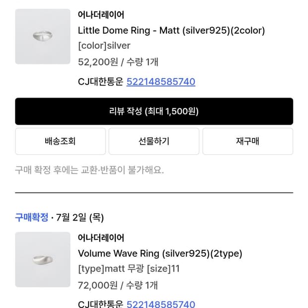 어나더레이어 실버 반지