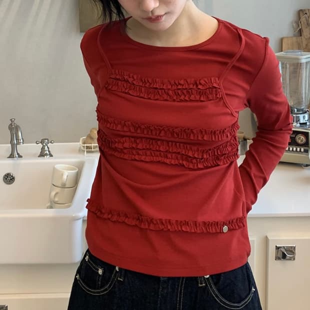 론론 롱슬리브 FRILL LAYERED LONG SLEEVE T