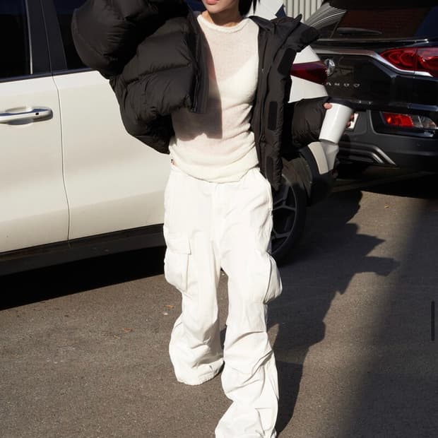 랑거 헤비 덕 다운 후디 패딩 점퍼 블랙 컬러