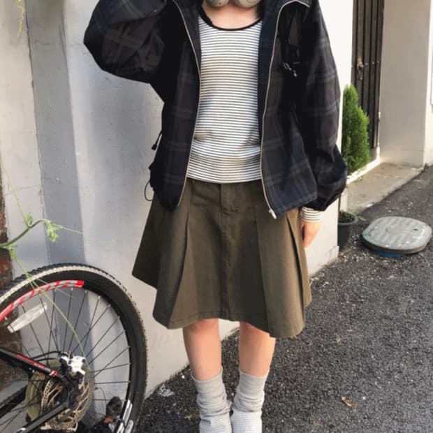 히피디피 빈티지 코튼 테니스 카키 스커트 마루빈티지 카메빈티지 카모메산장