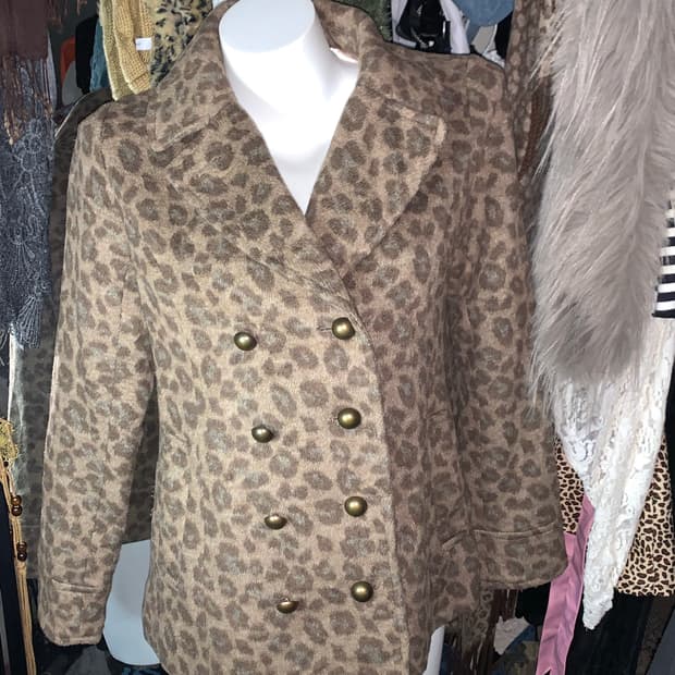 y2k 초코라떼 갸루 레오파드 코트