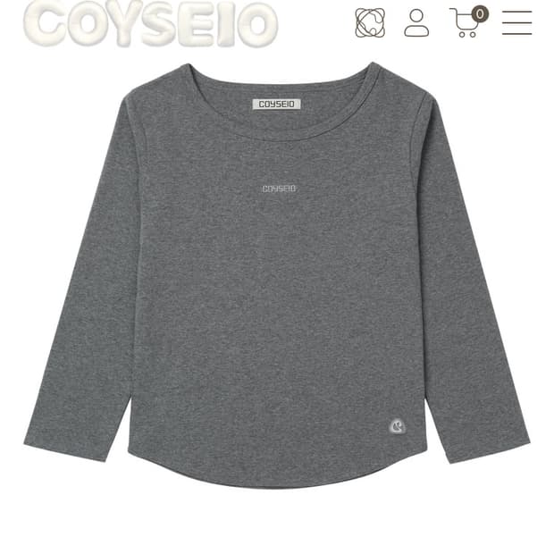 코이세이오 미니 로고 카프리 슬리브 멜란지 그레이