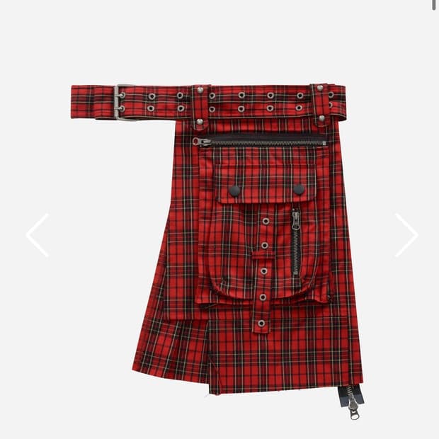 베이컨트 아카이브 레이어드 스커트 체크 레드 