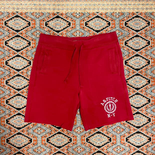 아베크롬비 피치로고 레드 기모 반바지 남성L