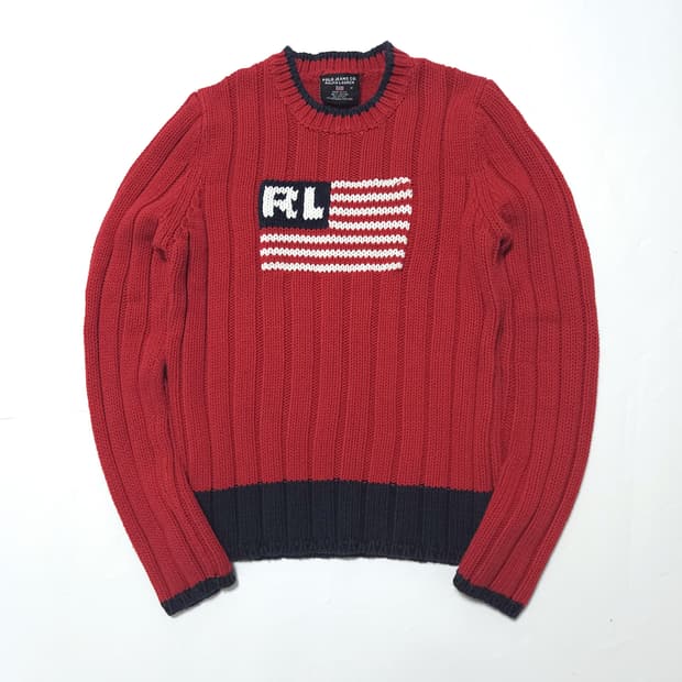 폴로 진스 랄프로렌 우먼 성조기 붙핏 니트 스웨터