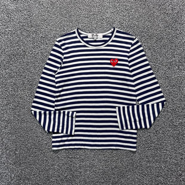 Name : 꼼데가르송 스트라이프 시그니처로고 롱슬리브 :) 