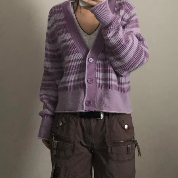 COS 퍼플 가디건