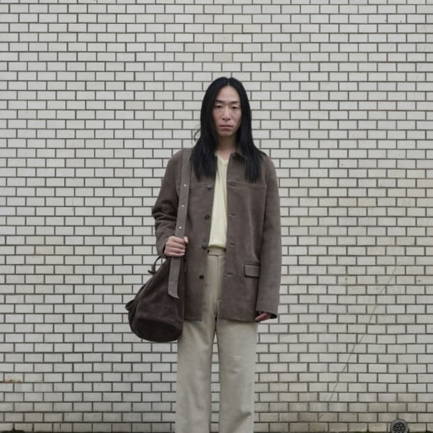 강정석 Leather Car Coat