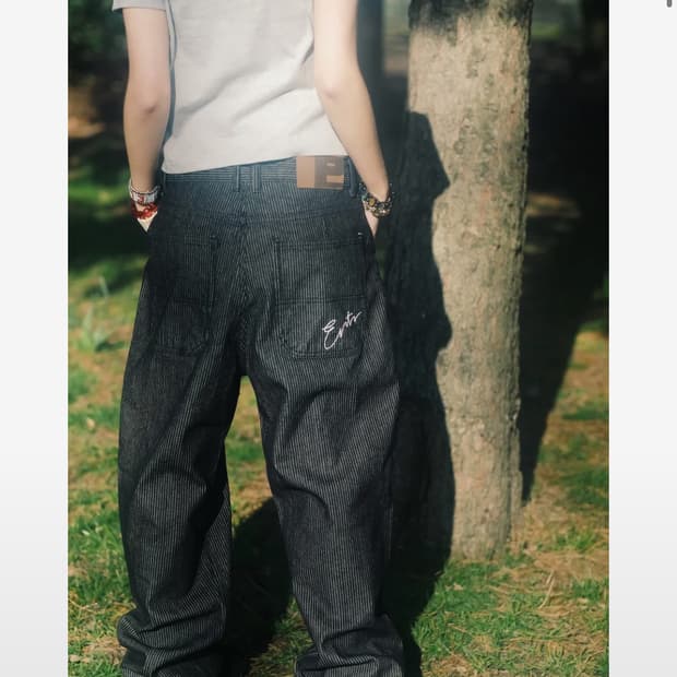 이알티알 스트라이프 데님팬츠 블랙 s