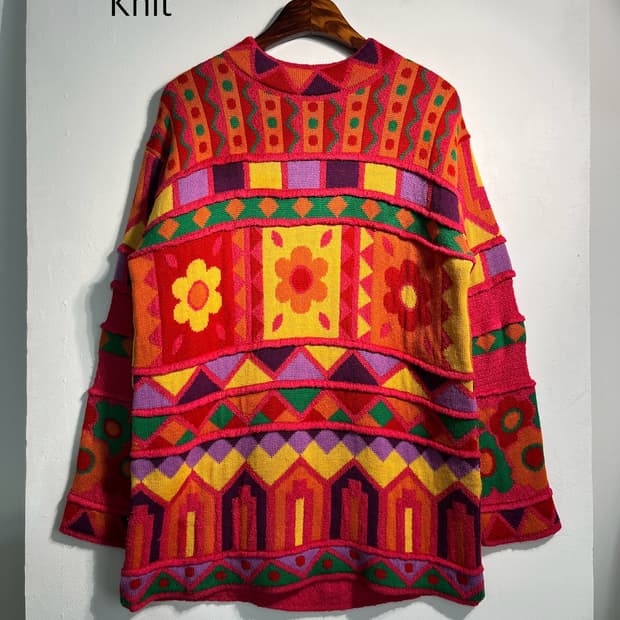 Vintage flower knit 울 혼방
