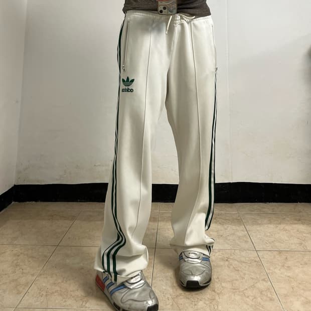 Adidas White & Green Firebird Track Pant