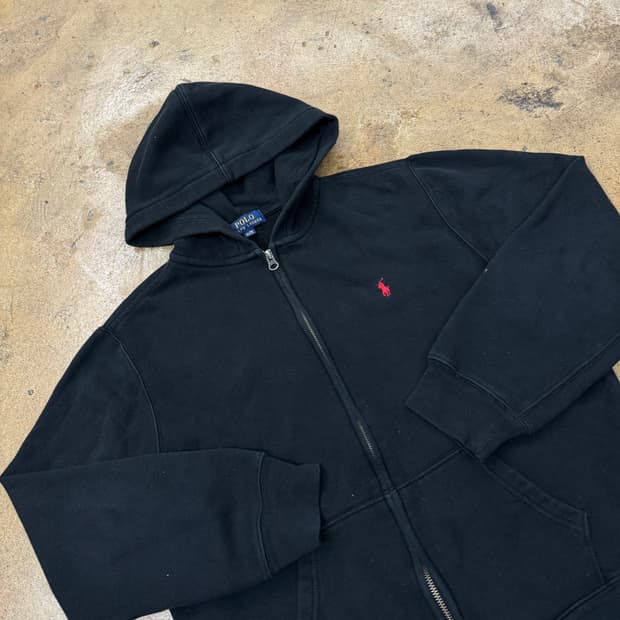 폴로 랄프로렌 블랙 검빨 후드집업