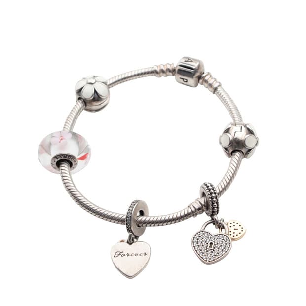 판도라 화이트플라워 참 팔찌